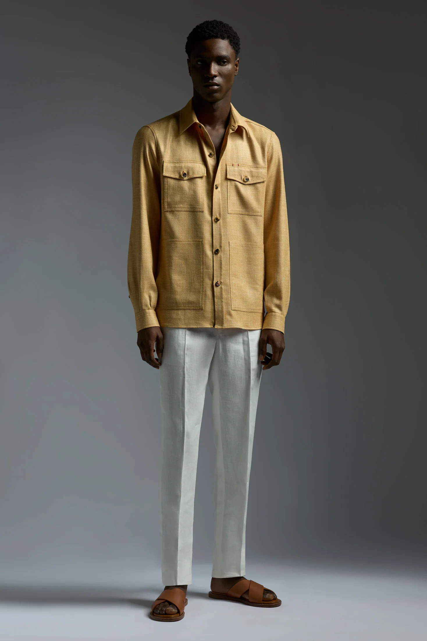 Wool Silk and Linen Four Pockets Overshirt - Image 12