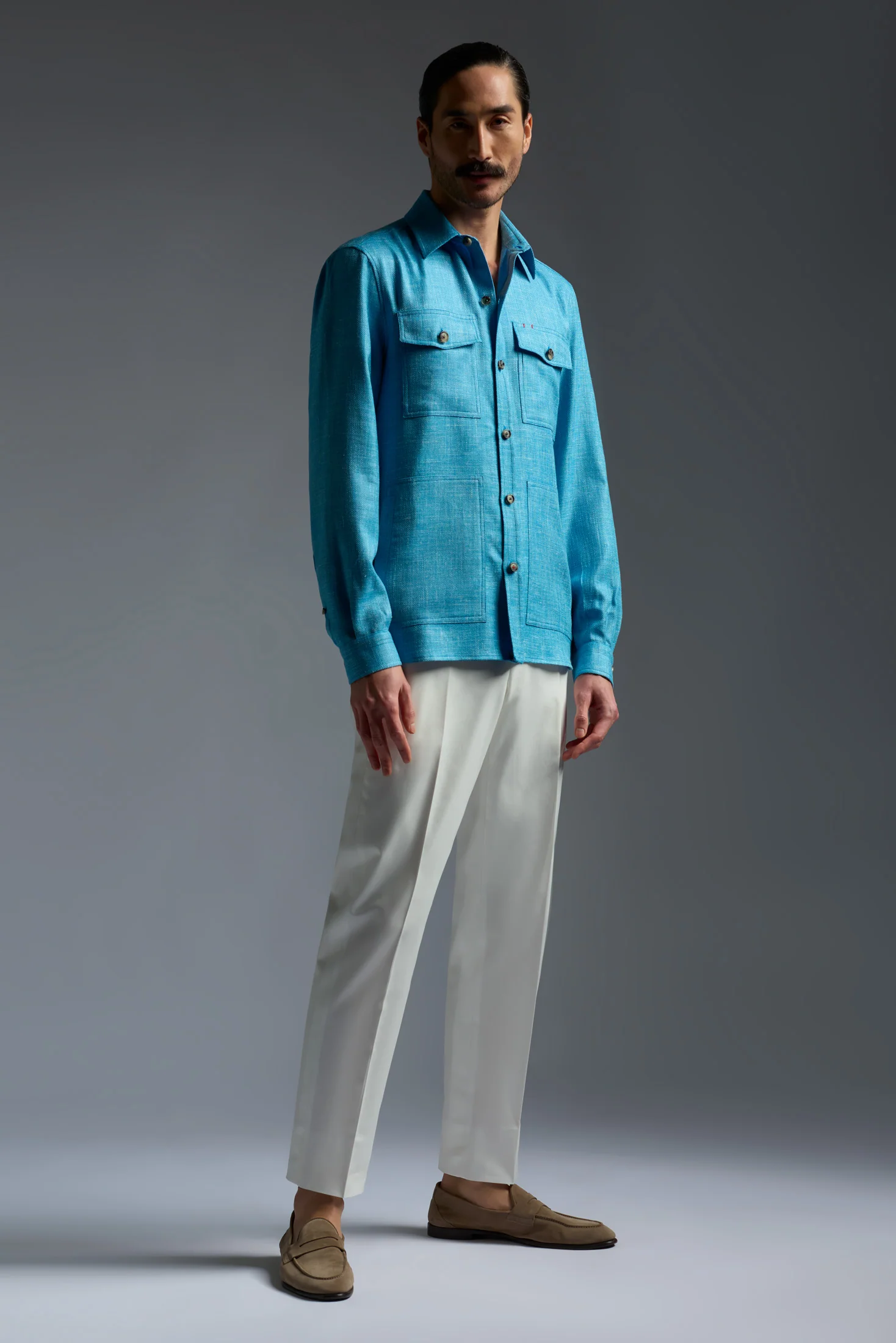 Wool Silk and Linen Four Pockets Overshirt - Image 7