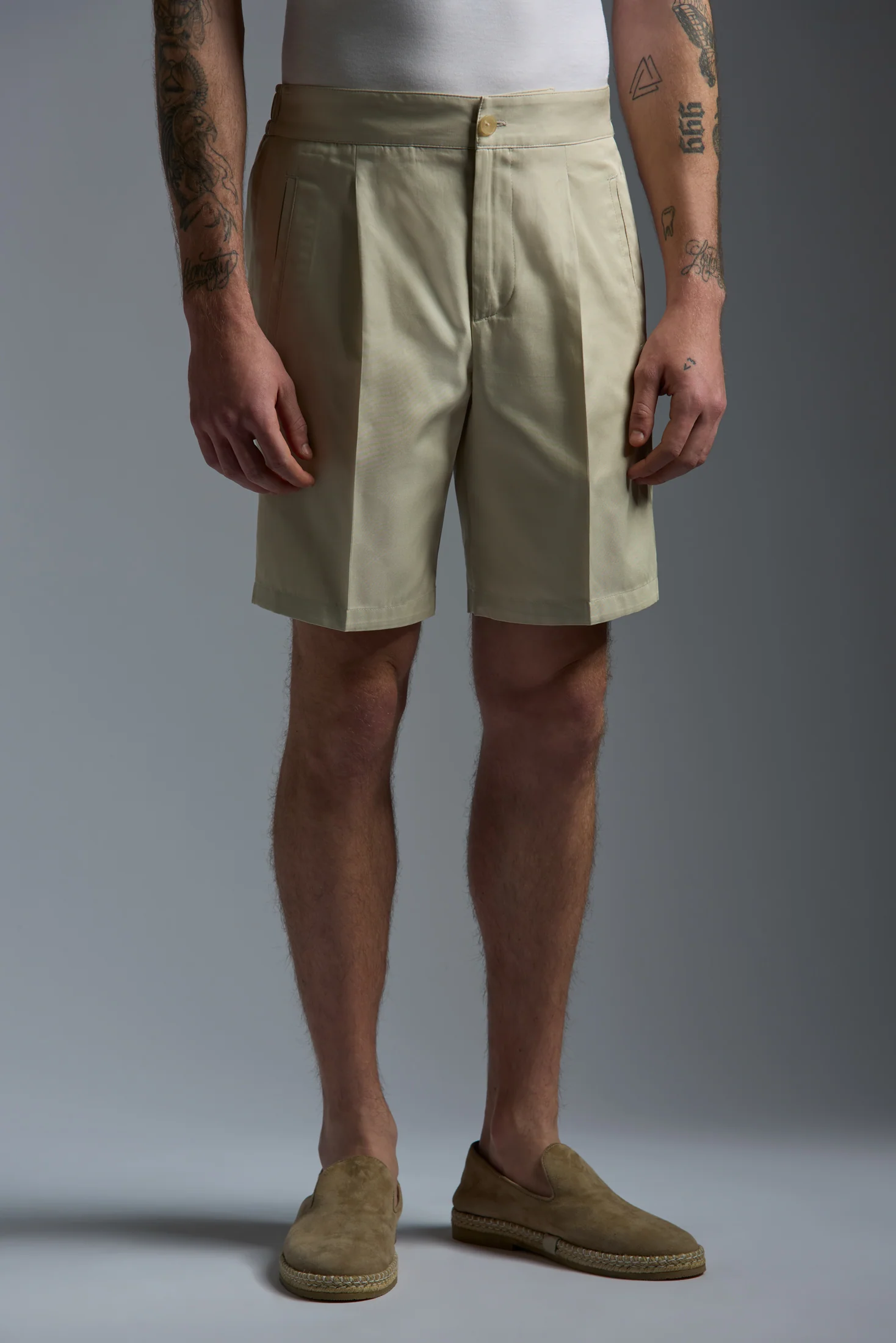 Cotton Gabardine Single Pleated Comfort Short Pants - Image 26