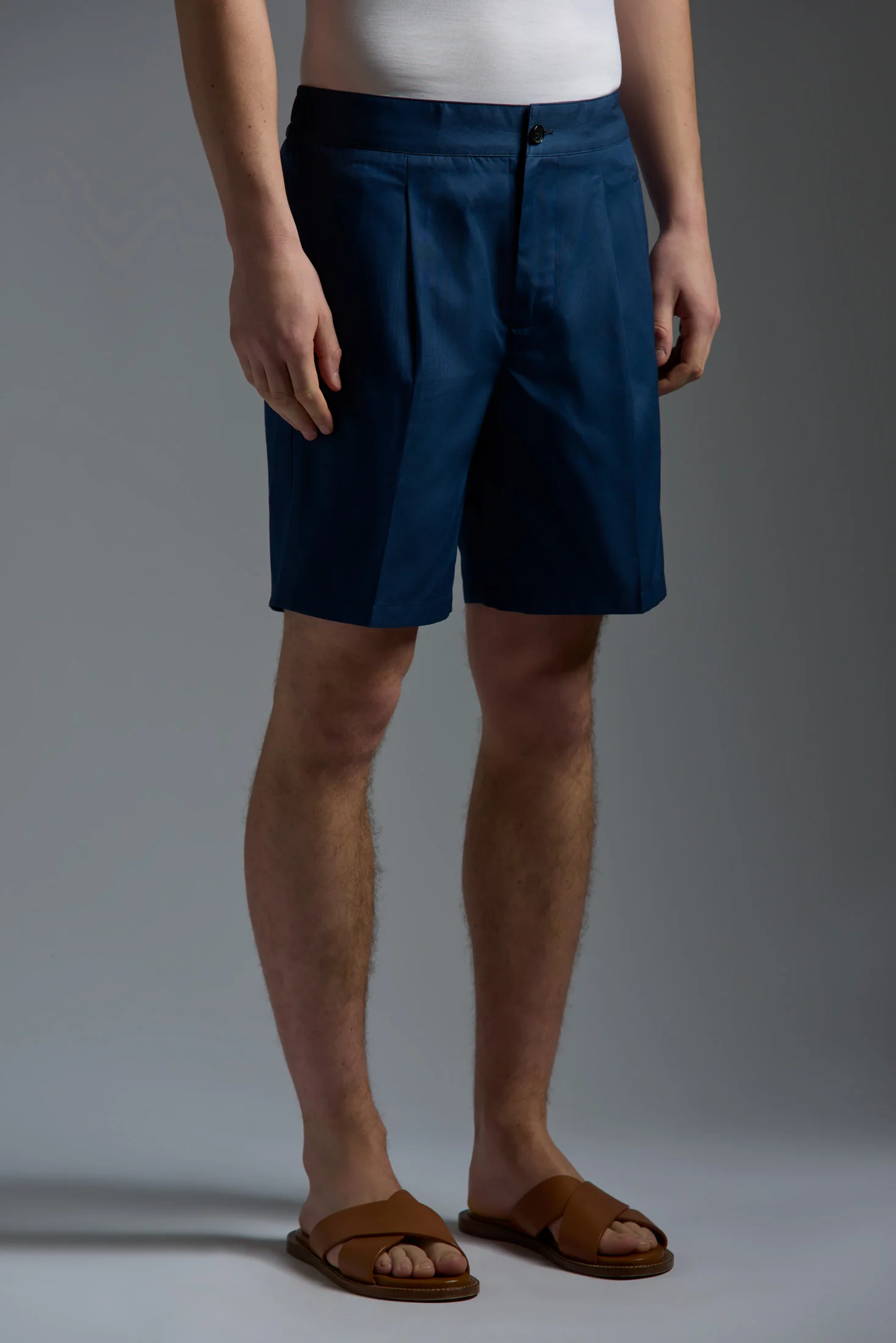 Cotton Gabardine Single Pleated Comfort Short Pants - Image 6