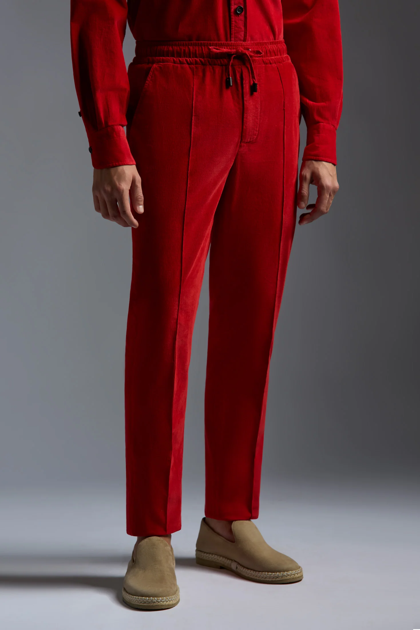 Garment Dyed Comfort Cotton Corduroy Drawstring Pants - Image 6