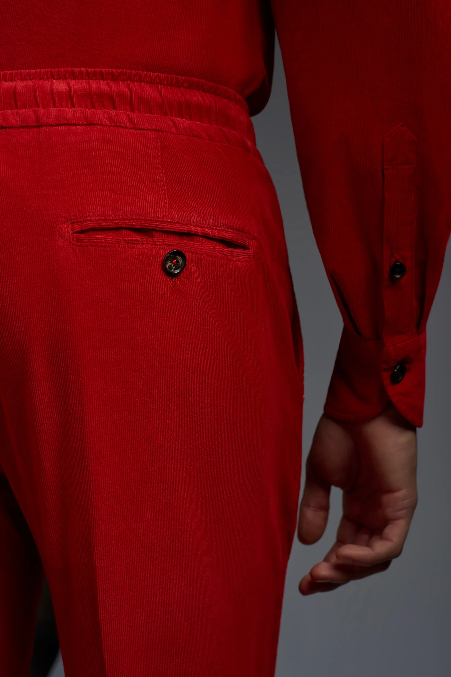 Garment Dyed Comfort Cotton Corduroy Drawstring Pants - Image 8